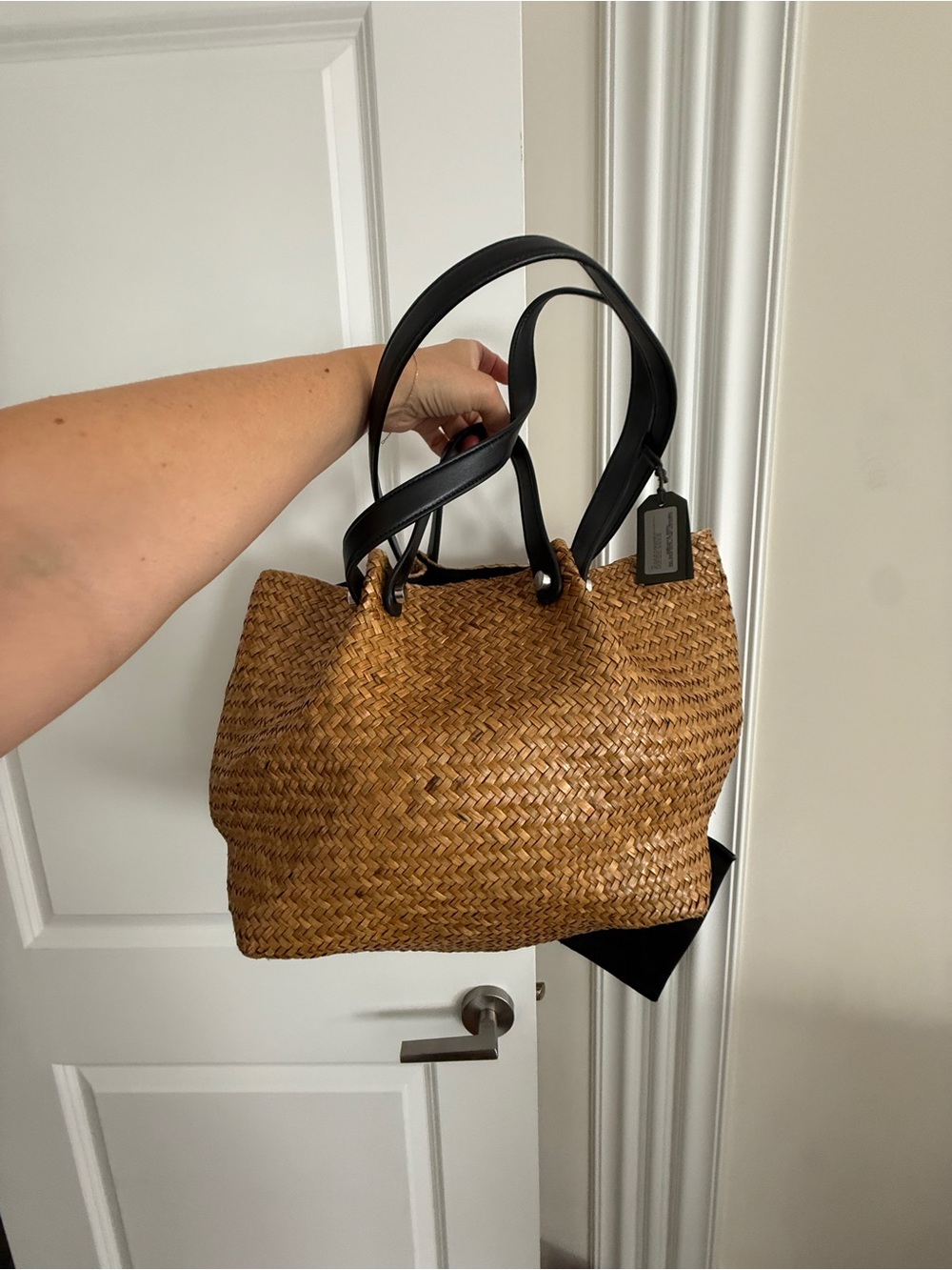 AllSaints allington straw tote in natural - Picture 7 of 12